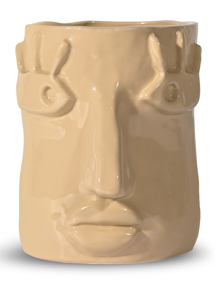 Byon Blumentopf "Facy" in Beige - (H)15 xØ 12 cm - onesize