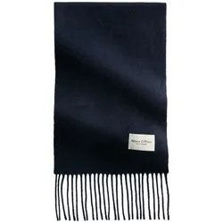Marc O'Polo Damen Schal - Scarf, gewebter Wollschal, Twill, lange Fransen, ca. 30 x 190 cm Dunkelblau / One Size