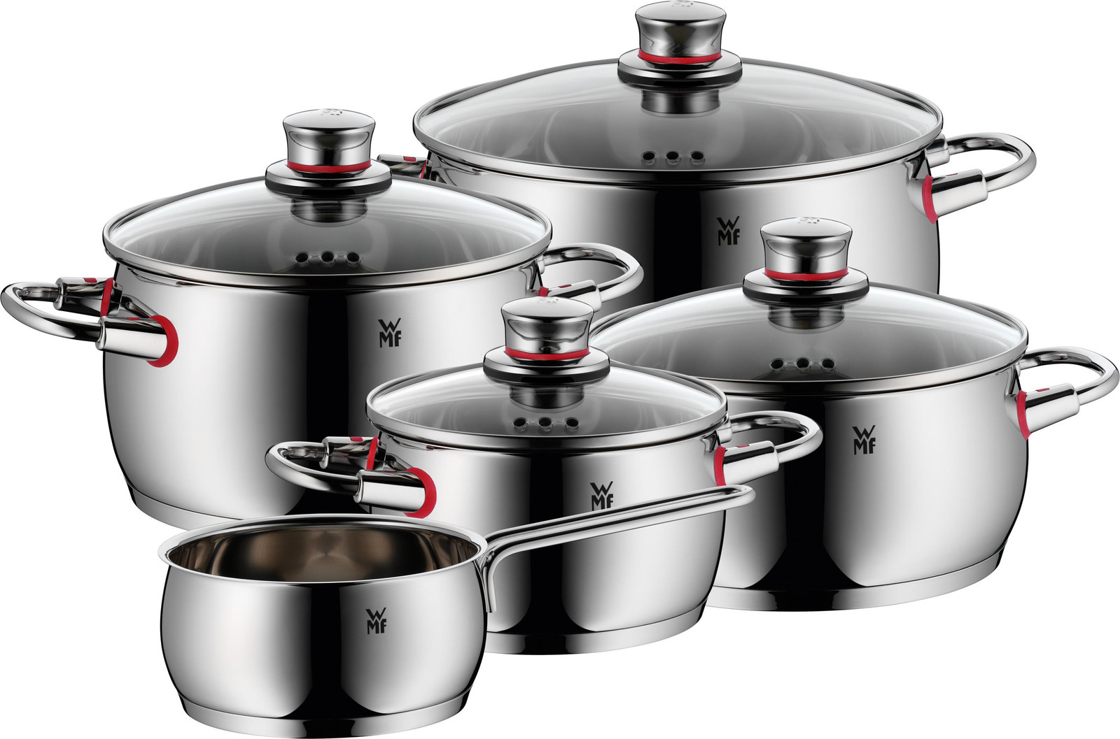 WMF Pannenset Quality One RVS 5-delig met kookpannen ø 16, 20, 20 en 24 cm en steelpan ø 16 cm