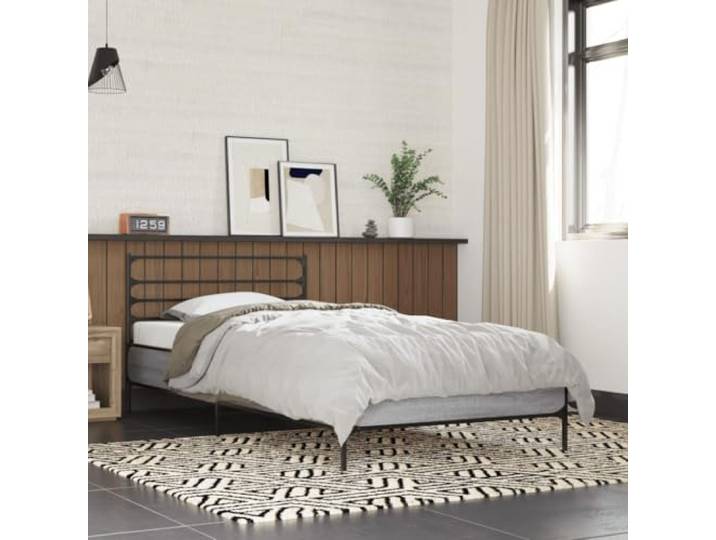 YNGBHFNOP Holzwerkstoff Stabilität Schlafzimmer Metallbeine Grau 75x190 cm Bettgestell Grau Sonoma 75x190 cm Holzwerkstoff und Metall Stabil Stabil Bettrahmen mit Kopfteil Lattenrost Ohne Matratze