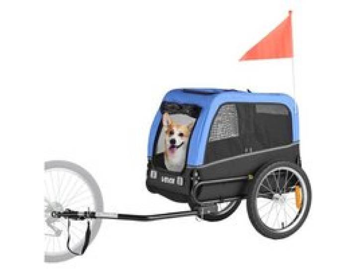 VEVOR Hundeanhänger, unterstützt bis zu 30 kg , Fahrradanhänger für kleine & mittelgroße Hunde, klappbarer Rahmen mit Schnellspannrad, universelle Fahrradkupplung, Reflektor, Flagge, interne Leine