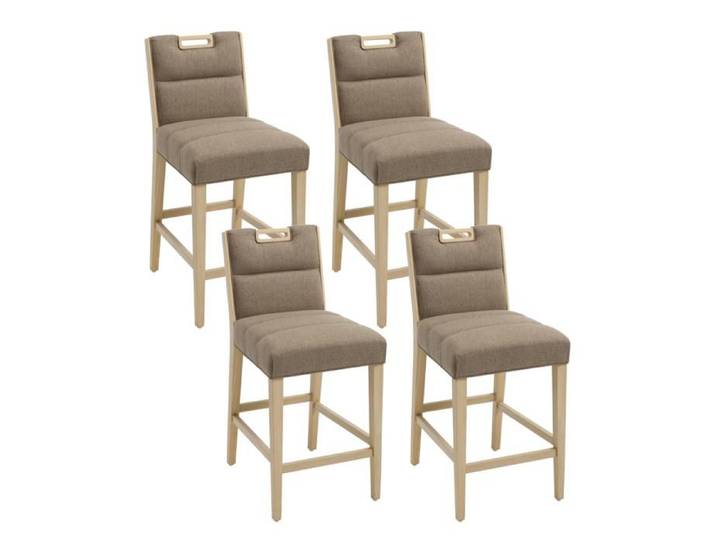 chairus Tabouret Bar Lot de 4 Tabouret de Bar en Bois Chaise Haute de Bar Tabouret de Comptoir pour Salle à Manger Lin Marron
