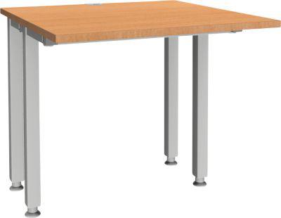 Schäfer Shop Genius Schreibtisch MODENA FLEX, 4-Fuß-Quadratrohr, verkürzte Seitenteile, B 800 mm, buche