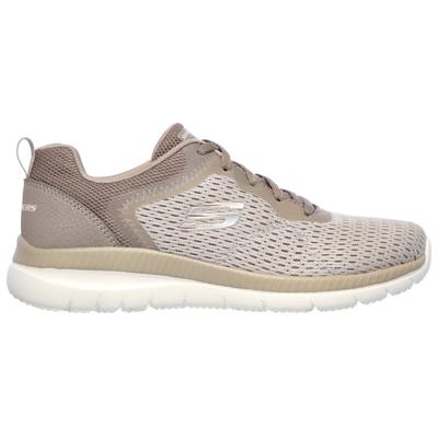Berufsschuh SKECHERS "BOUNTIFUL - QUICK PATH", Damen, Gr. 35, Textil, grau (taupe), Lederimitat, Textil, Schuhe, Freizeitschuh, Halbschuh, Schnürschuh mit gepolsterter Innensohle