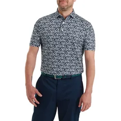 FootJoy Polo Hidden Palm Print Lisle, navy/weiss