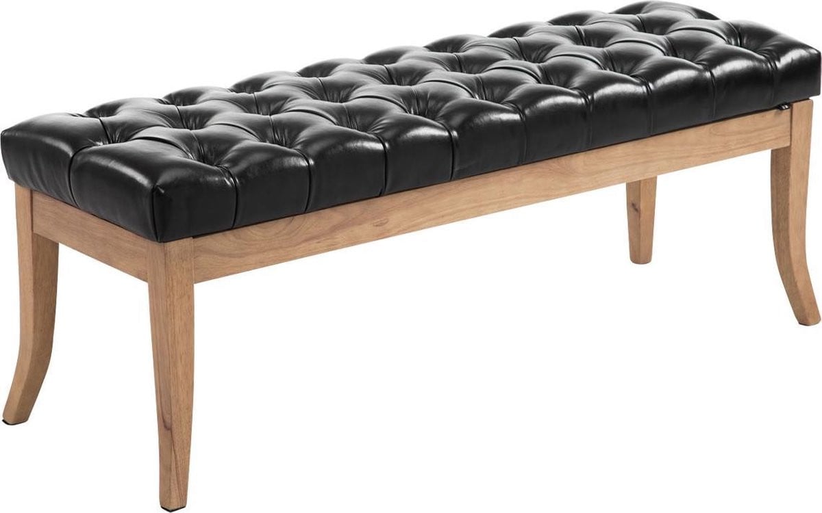CLP Ramses Chesterfield Bank in zwart kunstleer, Breedte: 120 cm
