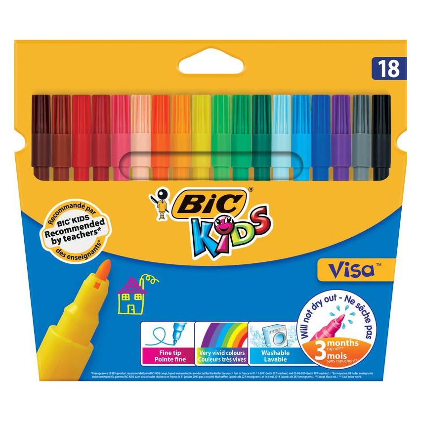 Bic KIDS Fasermaler Visa, 18er Kartonetui (18x) (888681)