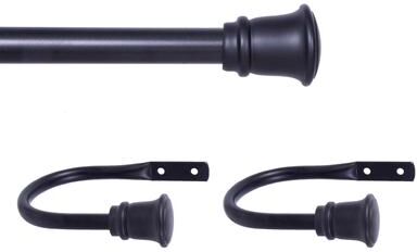 Kenney® Trumpet 28-48 in. Decorative Curtain Rod & Holdback Set, 5/8 in. Diameter