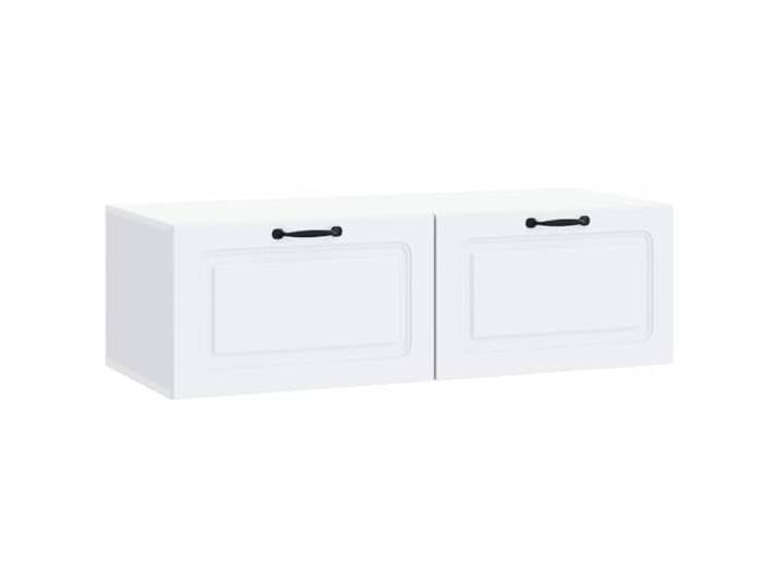 KTHLBRH TV-Schrank für die Wand, Weiß, 98 x 41 x 30 cm Platzsparendes Design, mehrere Regale, Kabelmanagement, moderner Stil, aufgeräumtes Wohnzimmer