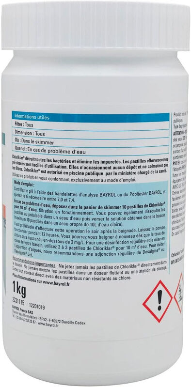 Chlore choc Bayrol Chloriklar Traitement de l eau - 1 kg