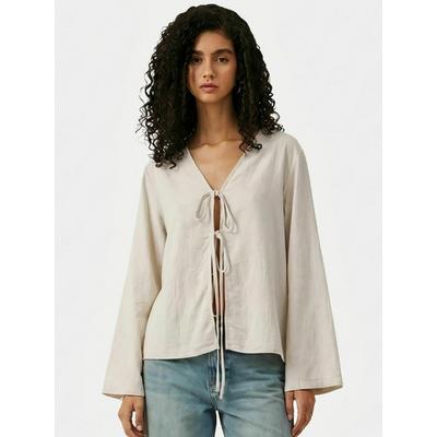 Funktionstop ITS MAY "ITS MAY Top Bow", Damen, Gr. XS/S, beige (sand), Obermaterial: 80% Polyester, 20% Elasthan, Tops