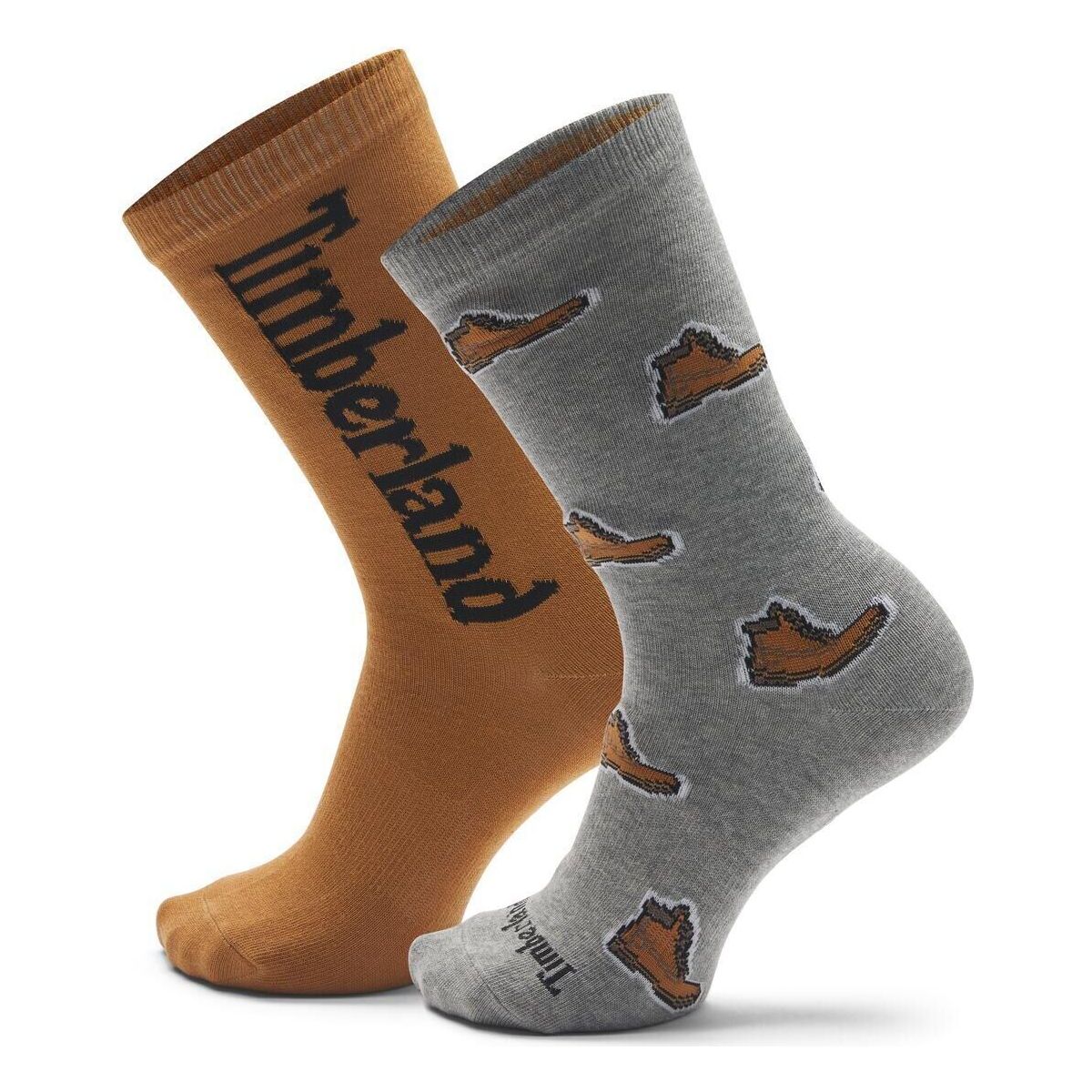 Timberland Mens 2 Pack Boot Print Crew med gry heather L TB0A6BTB0521-L