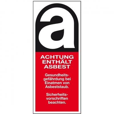 König Werbeanlagen Dreifke® Aufkleber I Gefahrenkennzeichen Achtung enthält Asbest, Typ B, Folie, selbstklebend, 40x95mm
