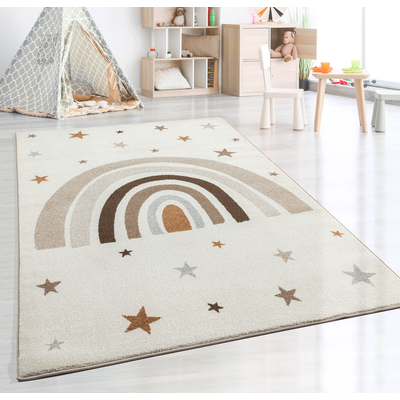 Teppich THE CARPET "Beat Kids", beige (creme), B:80cm H:9mm L:150cm, Polypropylen, Teppiche, Teppich, Kids Kinderzimmer Teppich strapazierfähig und pflegleicht