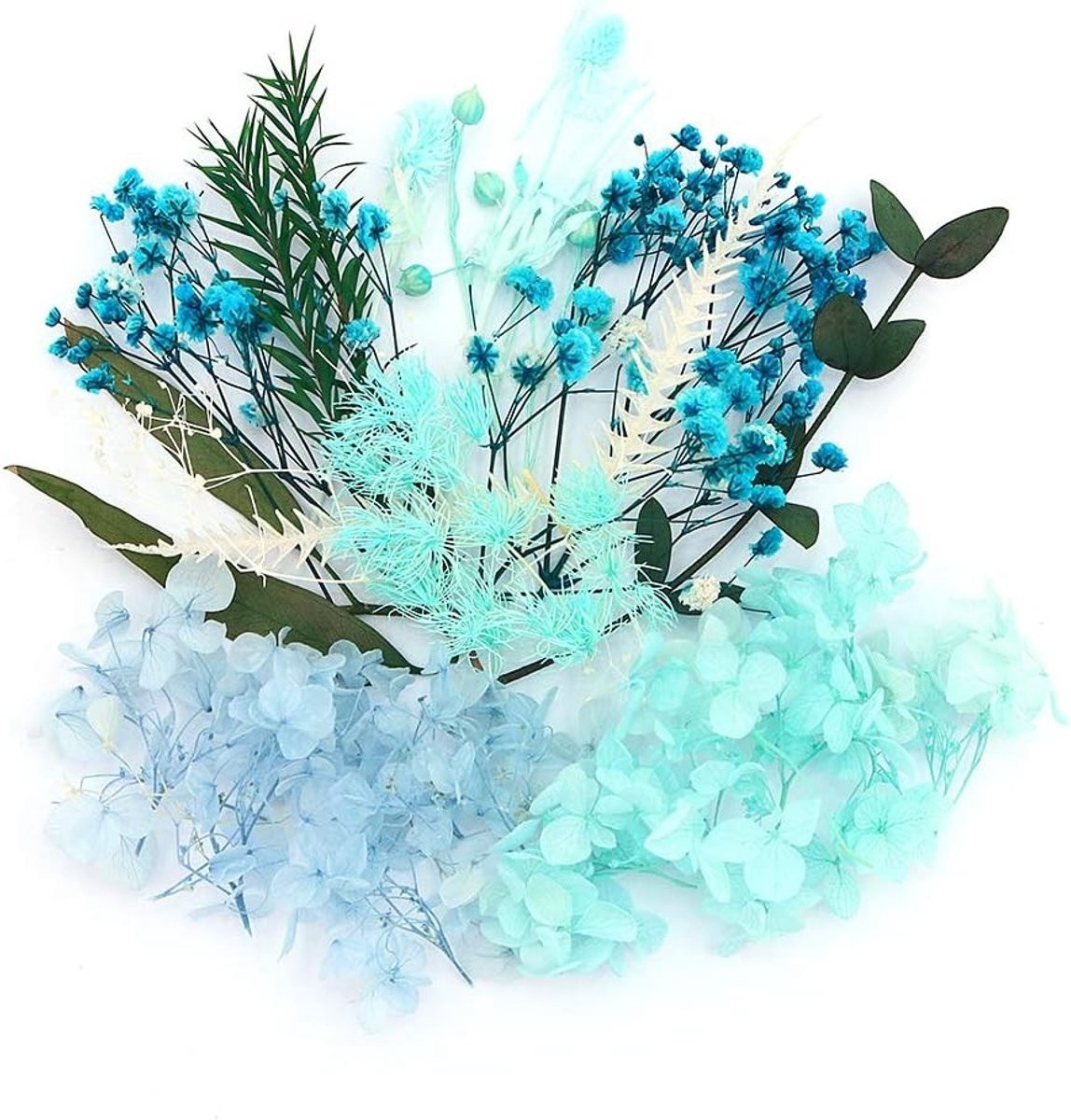 Natuurlijke kunstbloemen voor decoratie - Gedroogde planten voor ambachten, kaarsen en sieraden, blauwe stemming voor thuis