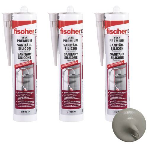 Fischer DSSA Sanitär-Silikon Herstellerfarbe Sanitärgrau 573641 3St.