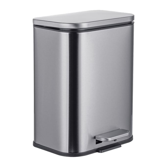 Relaxdays Badkamer prullenbak met pedaal, 5 l, RVS, Zilver