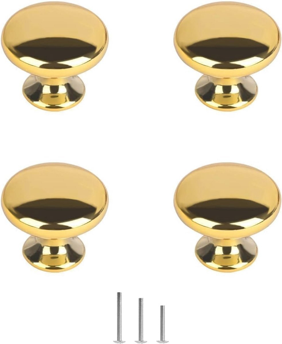 4x Gouden Deurknoppen Ronde Paddestoel 30mm voor Kast en Meubels