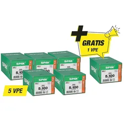 Spax Aktionsset Senkkopfschraube - bestehend aus: 5 x 94 072 54 + 1 x 94 072 54 gratis
