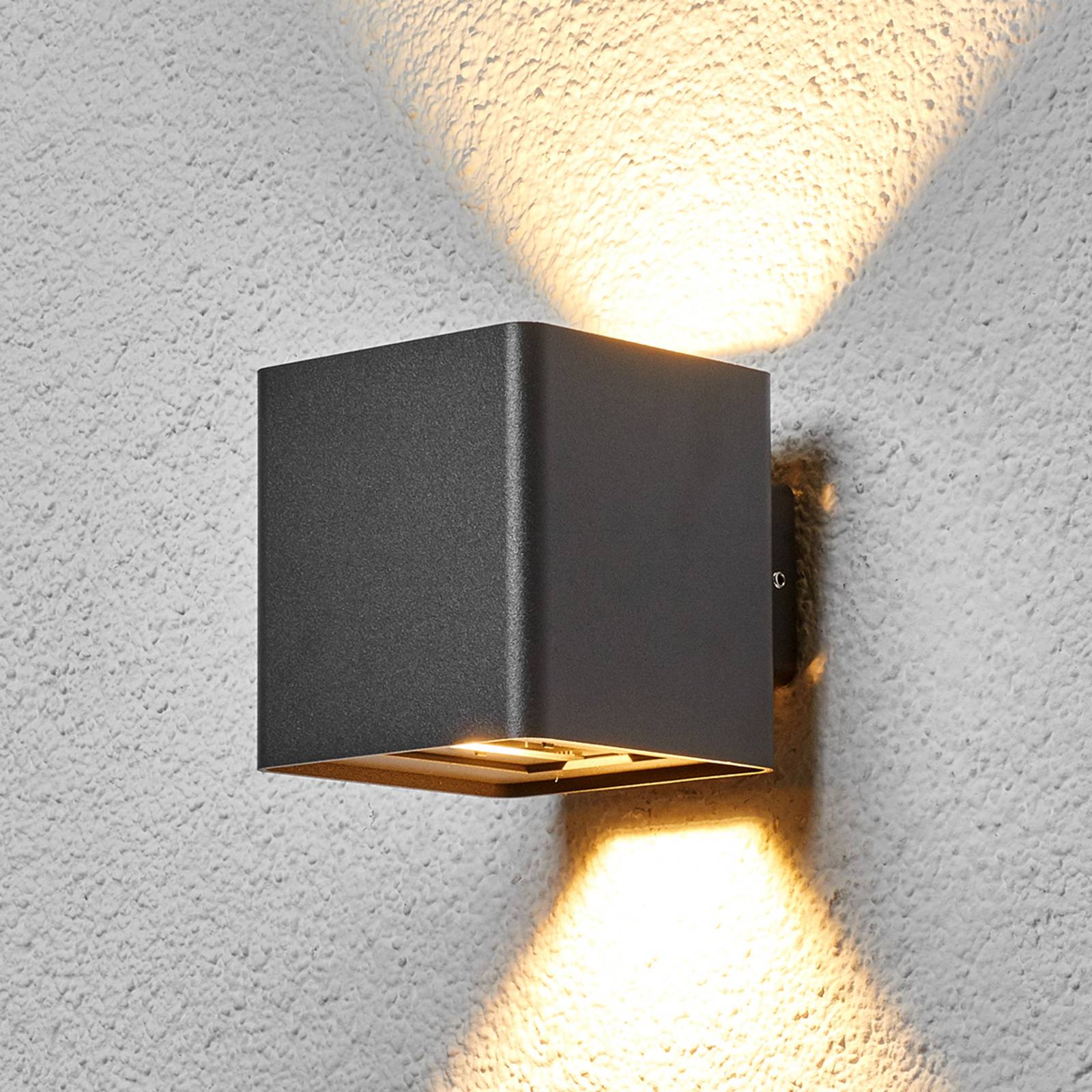 LED Aussenwandleuchte Aaron Lucande, schwarz, Aluminium, Modern, LED Wandleuchte außen
