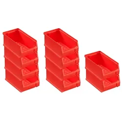 PROREGAL 10x Rote Sichtlagerbox 2.0 | HxBxT 7,5x10x17,5cm | 0,8 Liter | Sichtlagerbehälter, Sichtlagerkasten, Sichtlagerkastensortiment