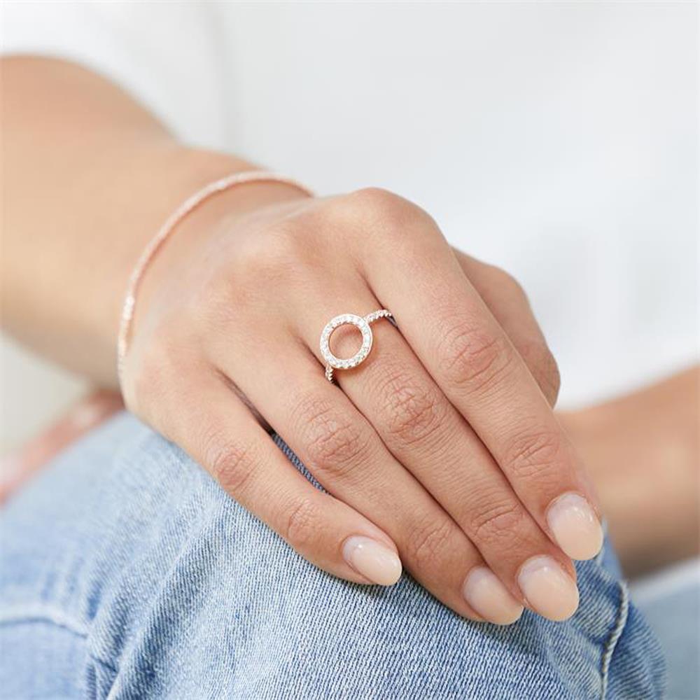 Unique Ring im Kreisdesign 925er Silber Roségold Zirkonia