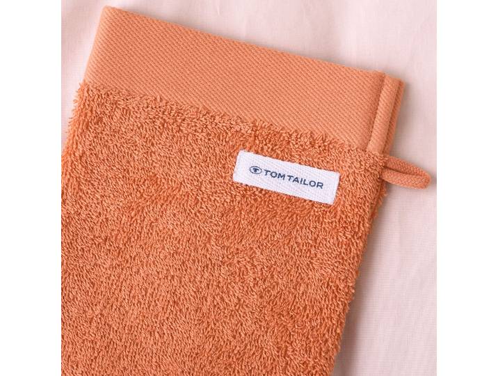 Waschhandschuh TOM TAILOR HOME Waschhandschuh COLOR BATH , rot (schwarz coral), B:16cm L:21cm, Frottier, Frottier, Handtücher, Waschhandschuh