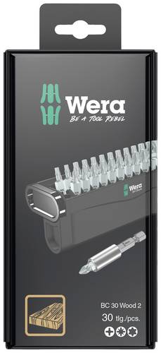 Wera Bit-Check 30 Wood 2 SB 05057438001 Bit-Set 30teilig Kreuzschlitz Phillips, Kreuzschlitz Pozidriv, TORX