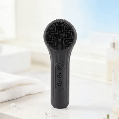 Inspire Curations 2 in 1 Electric Silicone Facial Cleanser Brush Rechargeable Sonic Face Cleansing Brush With Heat Massage black