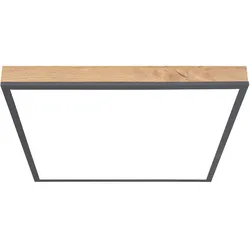 LED Panel Deckenleuchte LED Deckenpanel Bürolampe Decke, Holzoptik graphit, ALU MDF, 24W 1500Lm warmweiß, LxBxH 45x45x6,5 cm