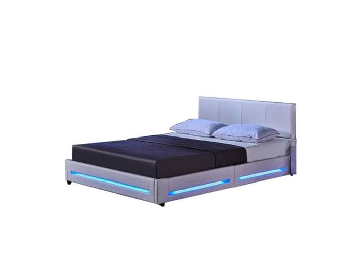 Home Deluxe - LED Bett Asteroid - Weiß, 180 x 200 cm - inkl. Lattenrost I Polsterbett Design Bett inkl. Beleuchtung
