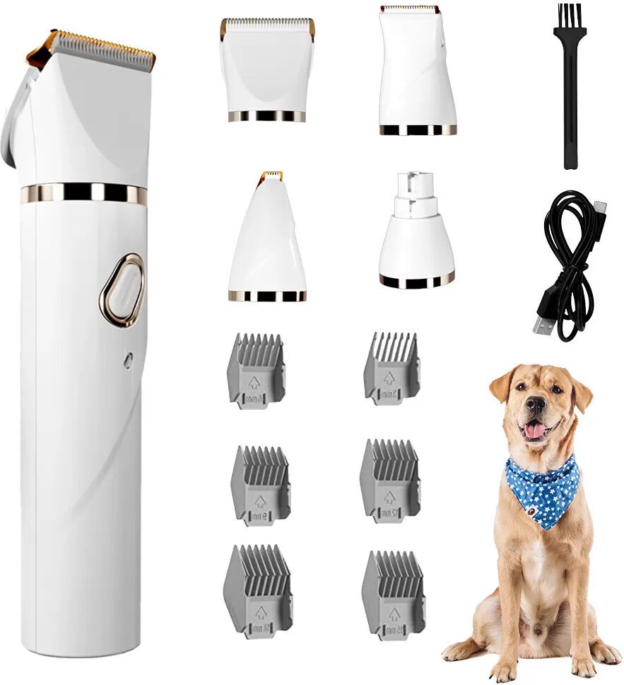 INF Haustierpflege-Clipper D1: Professionelles 4-in-1-Trimmer-Set Weiß