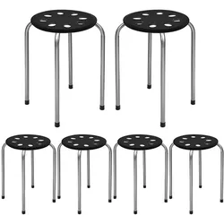 COSTWAY Stapelbare Hocker, 6er-Set, stapelbare Metallhocker, Esszimmerhocker, Hocker für Zuhause, Büro, Klassenzimmer
