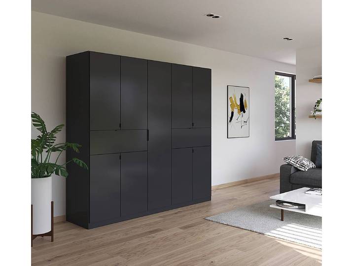 Armoire Ticao équipée de Softclose 226cm Gris/Gris métallisé