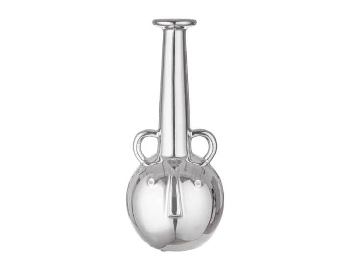 GILDE Dekovase Grand Vase à Fleurs en céramique émaillée argentée – Décoration de Salon\, Cadeau d'anniversaire – Couleur : argenté – Hauteur : 38 cm