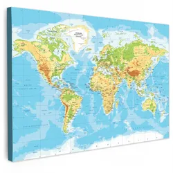 LEINWANDBILD Weltkarte - Statistisch - Blau - Erde - Bildung Groß 140x90 cm