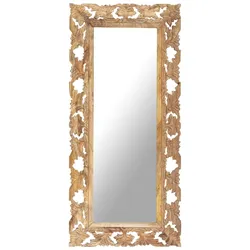vidaXL Spiegel Handgeschnitzt Braun 110x50 cm Massivholz Mango