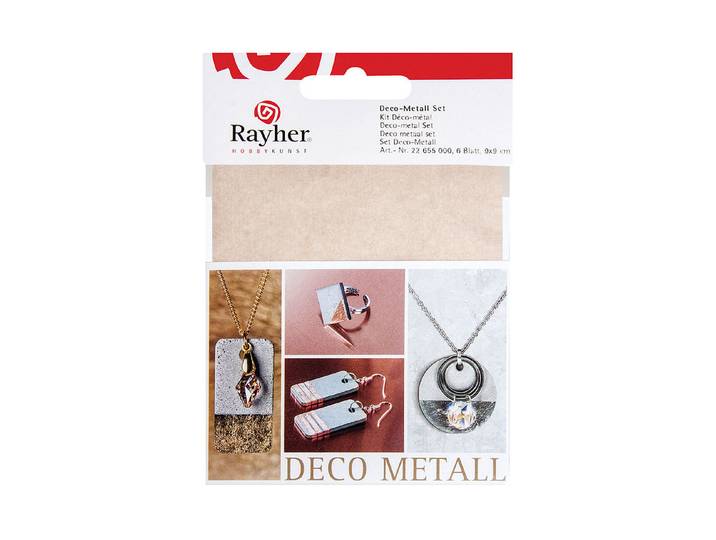 Rayher Deco-Metall-Set Kupfer-Gold-Silber 9 × 9 cm 6 Blatt
