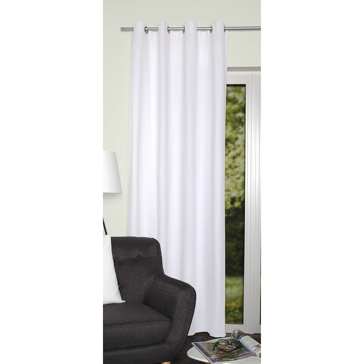 home24 Gordijn Topic Wit, Breedte: 140 cm, Hoogte: 145 cm