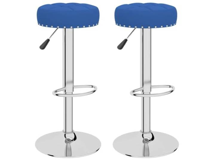 HBBMGYD Barhocker, 2 Stück, blau, Stoff, Stahl, verchromt, verstellbar Basis aus verchromtem Stahl, integrierte Fußstütze, Gashebe-Einstellung, maximale Belastung 110 kg pro Sitz