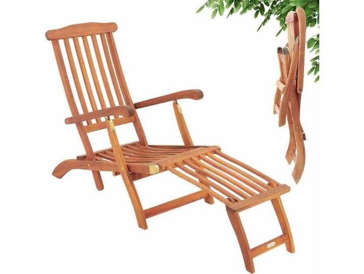 Chaise longue CASARIA Queen Mary – Transat pliable en bois d'acacia avec repose-pieds – Jardin et balcon