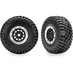 Traxxas 1.4 Schwarz & Chrome Felgen mit BFG Mud-Terrain Reifen (2) Mini-Slash 4x4