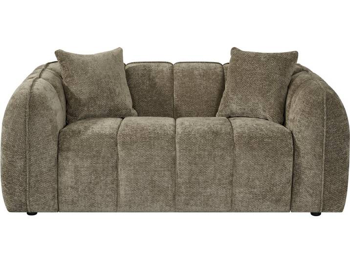 Canapé droit style bubble en tissu Wagram - 2 places - Marron