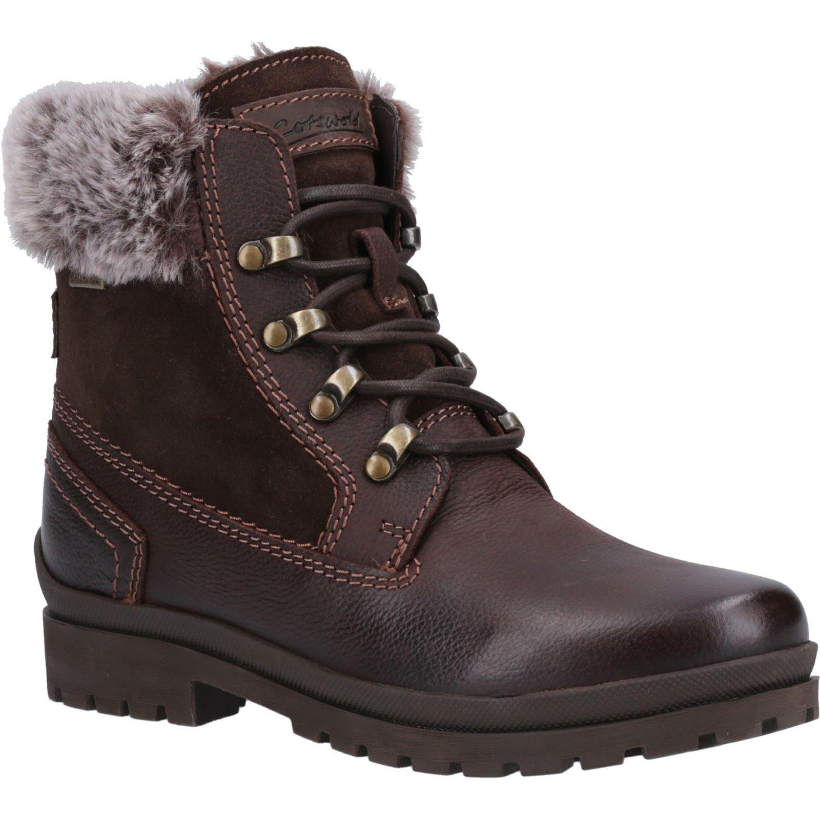 Cotswold Evenlode Leren Dames Bruine Winter Enkellaarsjes