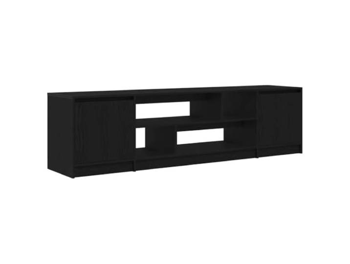 GKHPYURE TV-Möbel Eiche Schwarz 188,5 x 41 x 50 cm aus mehrschichtigem Holz Technisches Holz, glatte Oberfläche, großer Stauraum, zwei Türen, stabile Oberfläche, Wandbefestigung