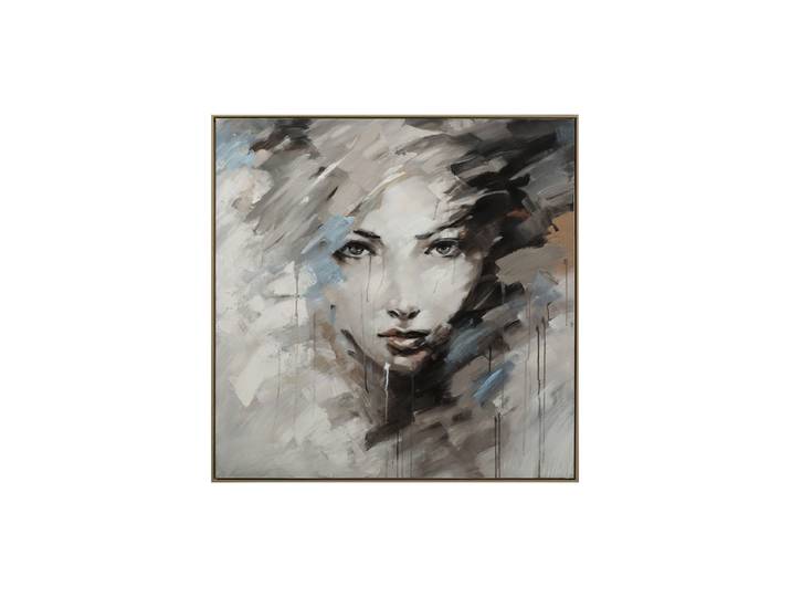 Handgemaltes, gerahmtes Bild „Beauty in Grey“ 102.5 x 102.5 cm Multicolor Crea Collection