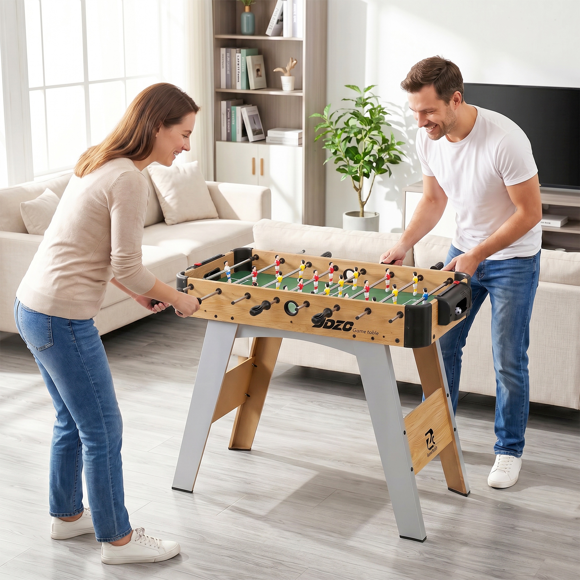 Sportnow Calcio Balilla, 89 cm Tavolo, Set Gioco, Segnapunti Manuali, Rovere Giallo   Aosom Italy