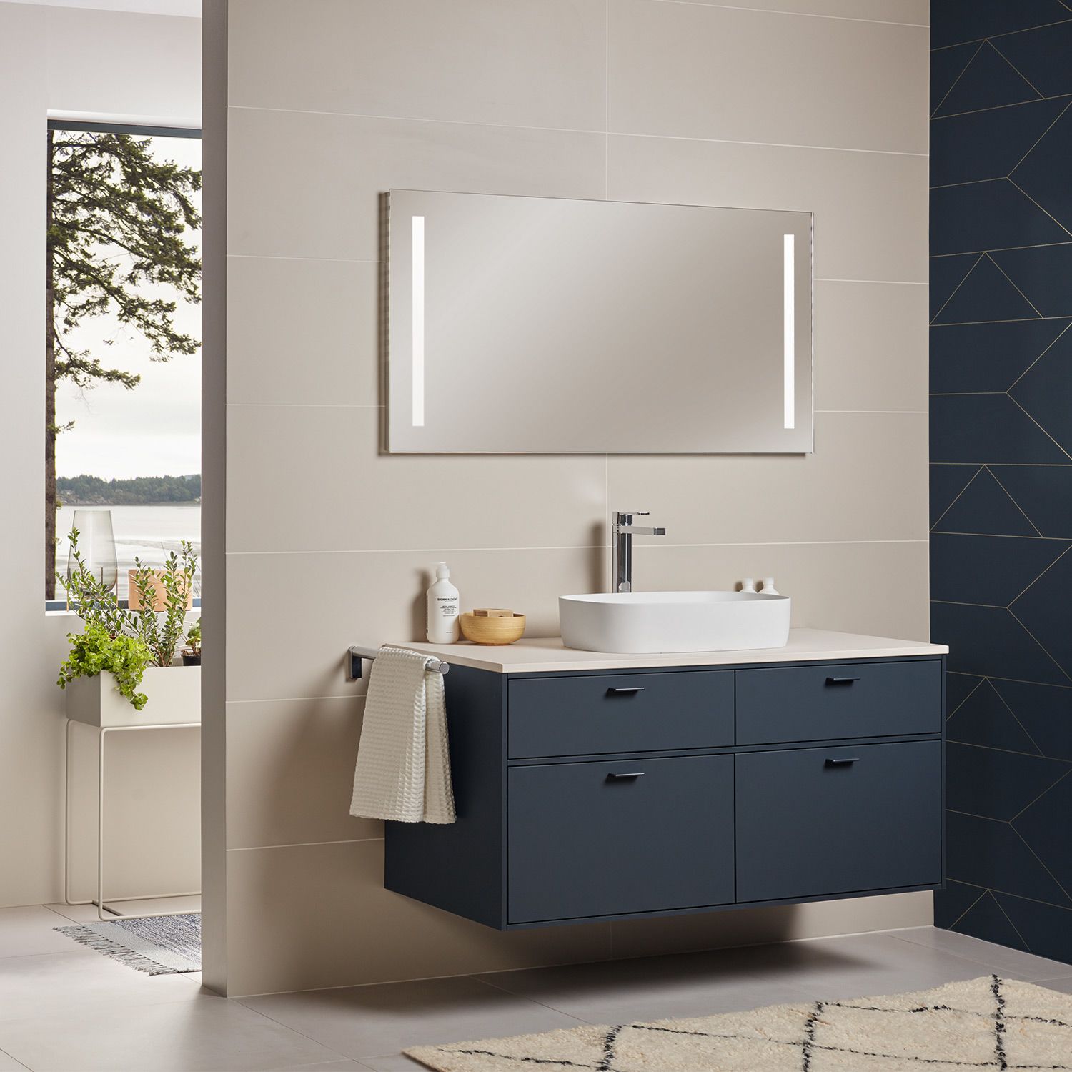Sanipa Reflection Badspiegel LUCY 100 cm mit warmwhite LED-Beleuchtung und flachem Design