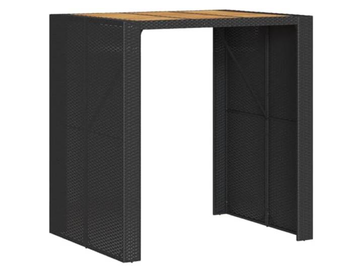 Tmriohed Garten Bartisch Schwarz 105x80x110 cm mit Massivholzplatte Eleganter Stehtisch aus Polyrattan und Akazienholz fuer Garten, Balkon und Terrasse mit pulverbeschichtetem Stahlrahmen.