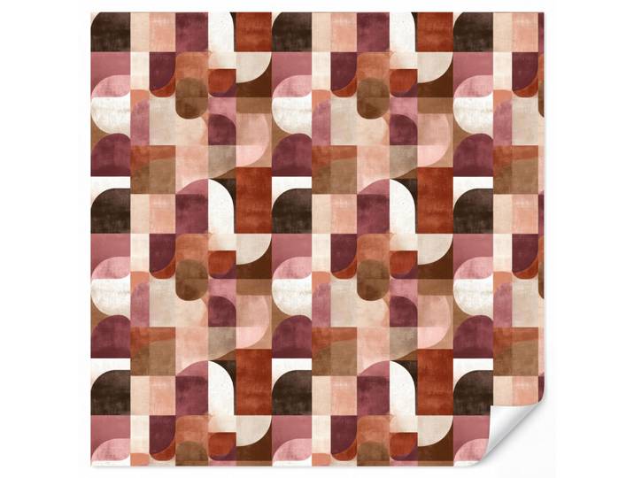 OnlyWow Tapete - Geometrie - Modern - Retro - 260x260 cm, Mehrfarbig, Papier, Quadratisch, 260x260 cm, Tapeten & Wandverkleidungen, Vliestapeten